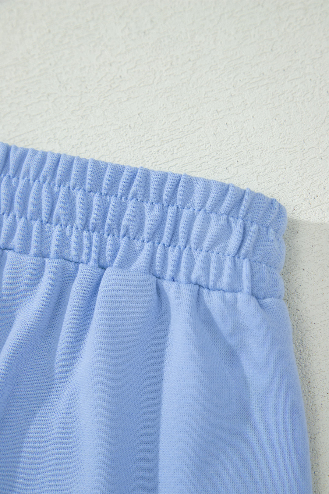 Sky Blue Half Zipped Ruffled Short Set