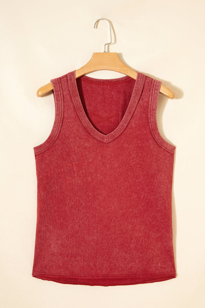 Mineral Wash V Neck Tank Top