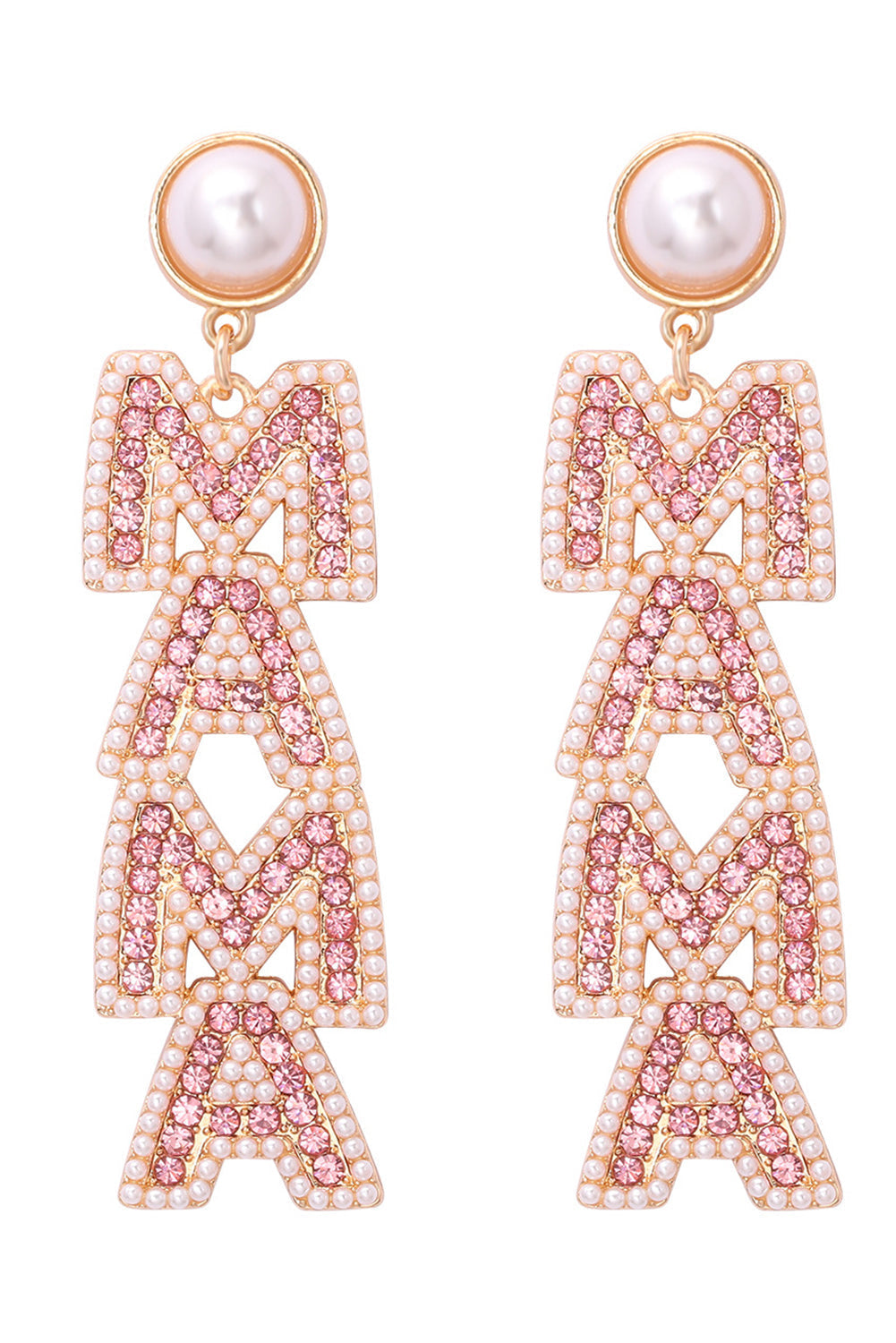 Boucles d'oreilles pendantes en perles et strass MAMA