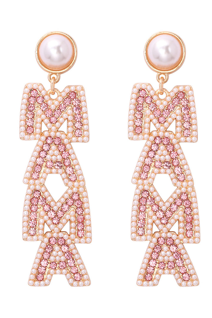 Boucles d'oreilles pendantes en perles et strass MAMA