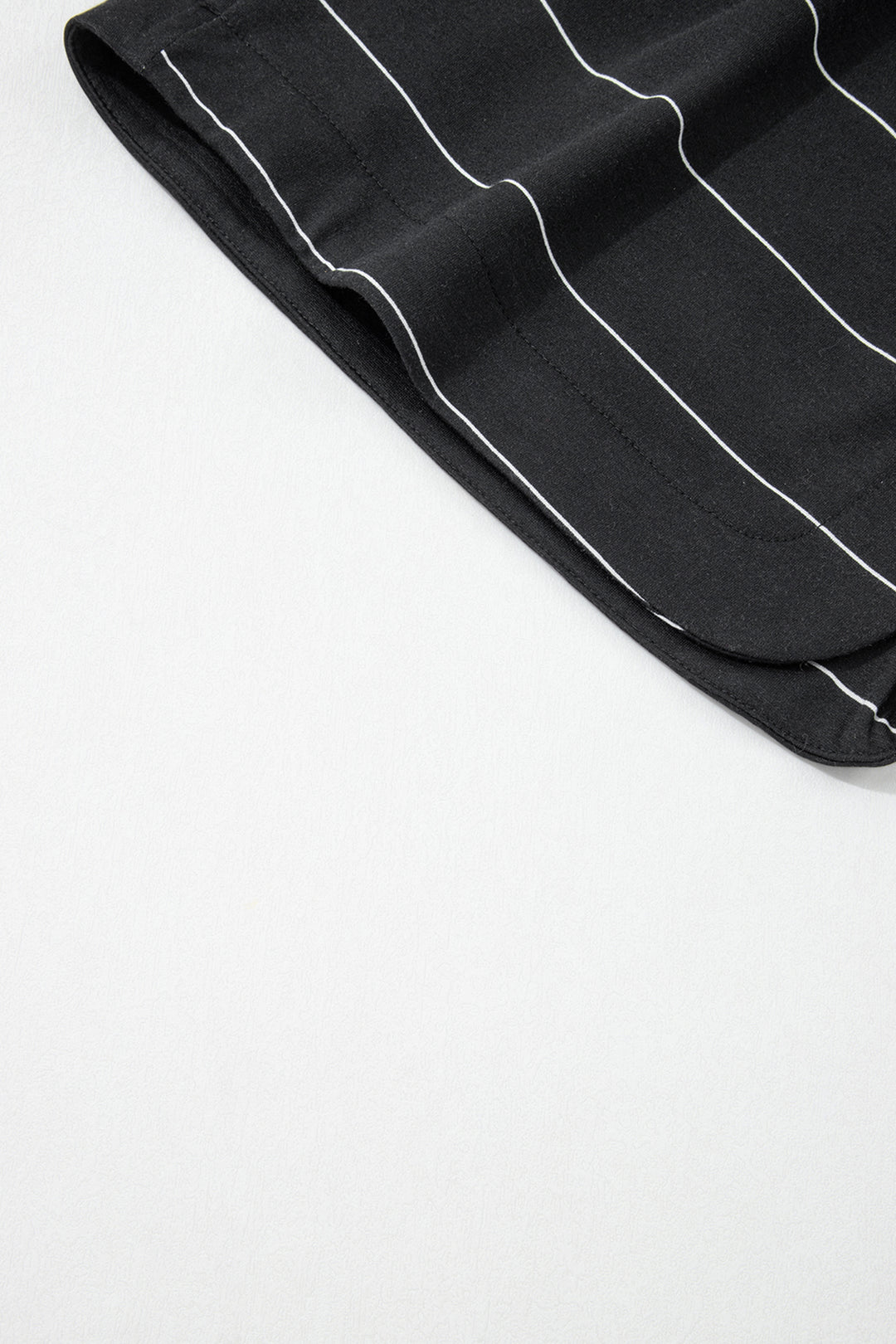 Black Stripe Half Sleeve Tee Drawstring Shorts 2pcs Set