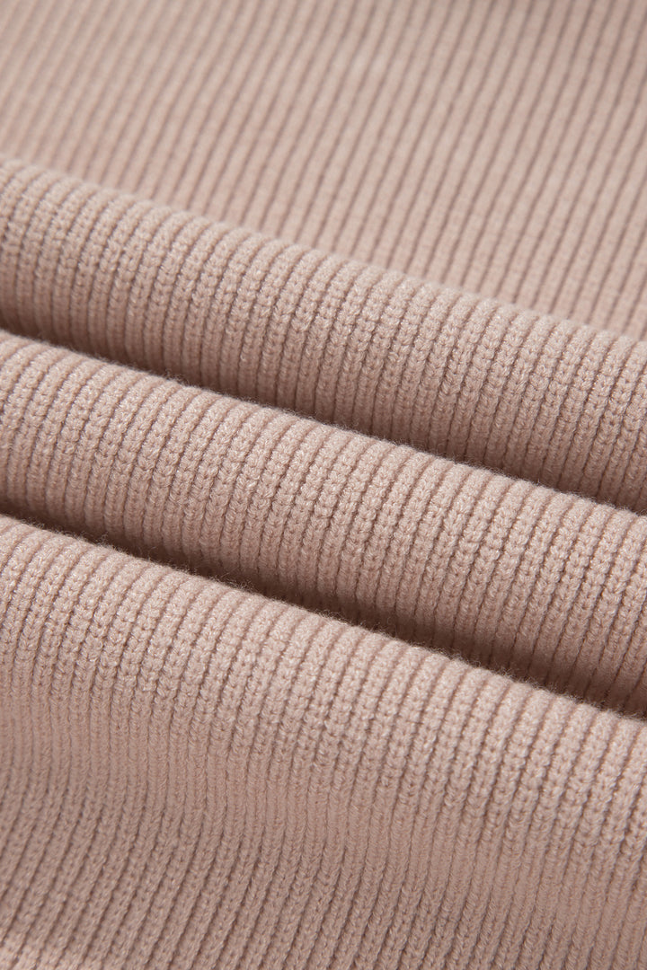 Light French Beige Sleeveless High Neck Knit Wool Sweater Vest