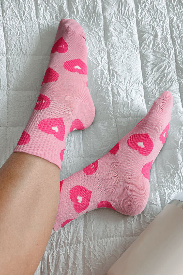 Weiche Crew-Socken mit geripptem Rand und Herz-Print