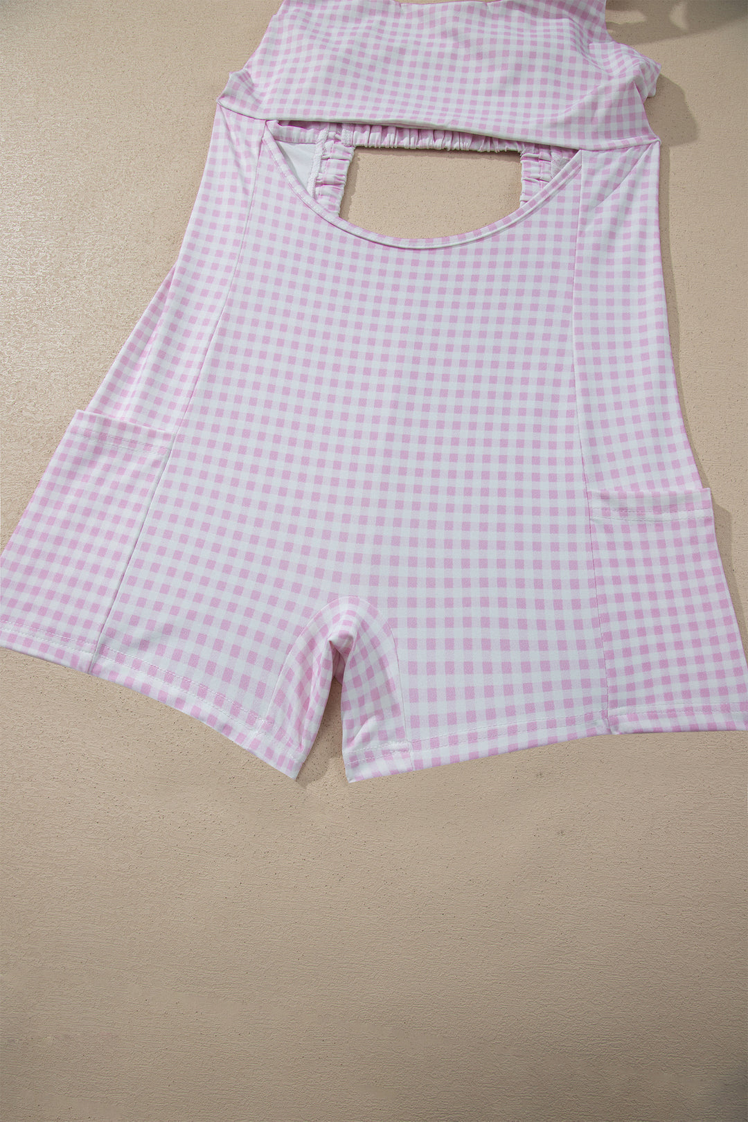 White Faux Two Piece Gingham Contrast Patchwork Loose Mini Dress