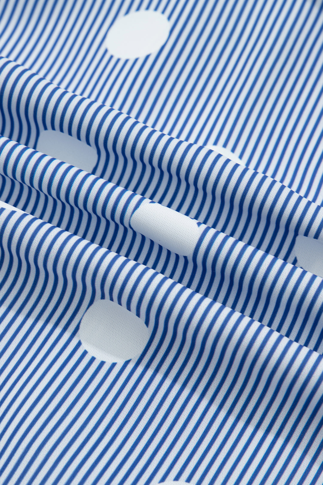 Sky Blue Stripe Contrast Polka Dot Print Pleated Ruffle Sleeve Shirt
