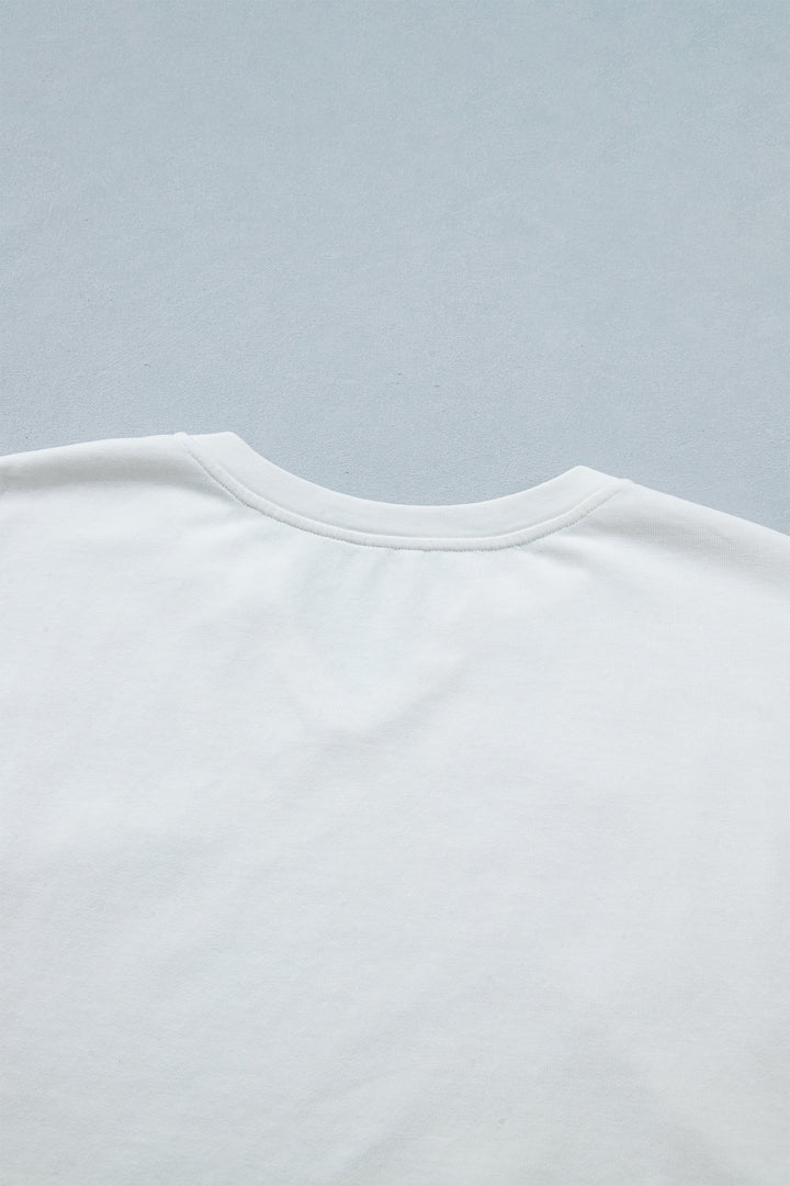 White Patriot Star Patched Notched Neck Mineral Washed Tee