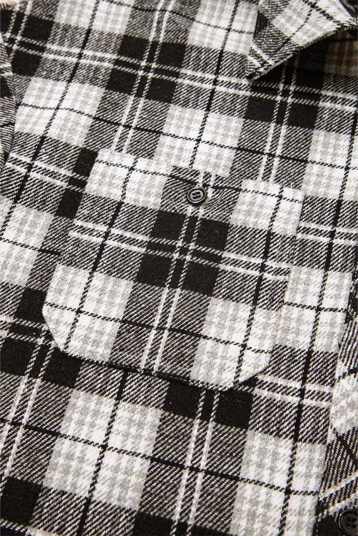 Plaid Print Chest Pockets Buttoned Shirt