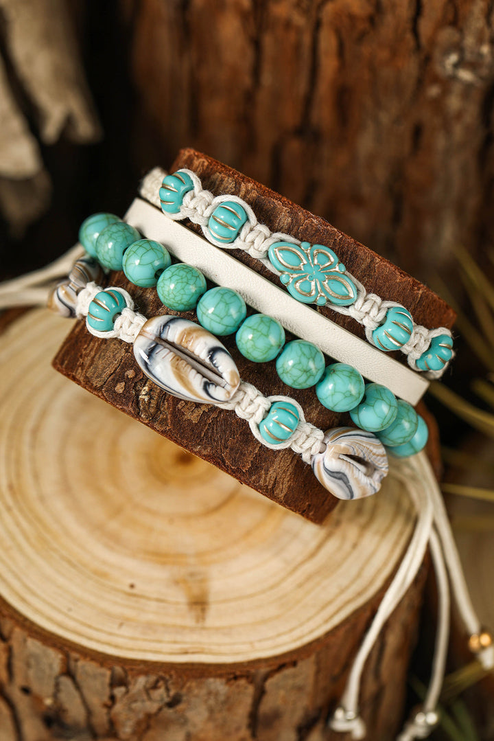 Western Turquoise Shell Multi Layered Bracelet Set