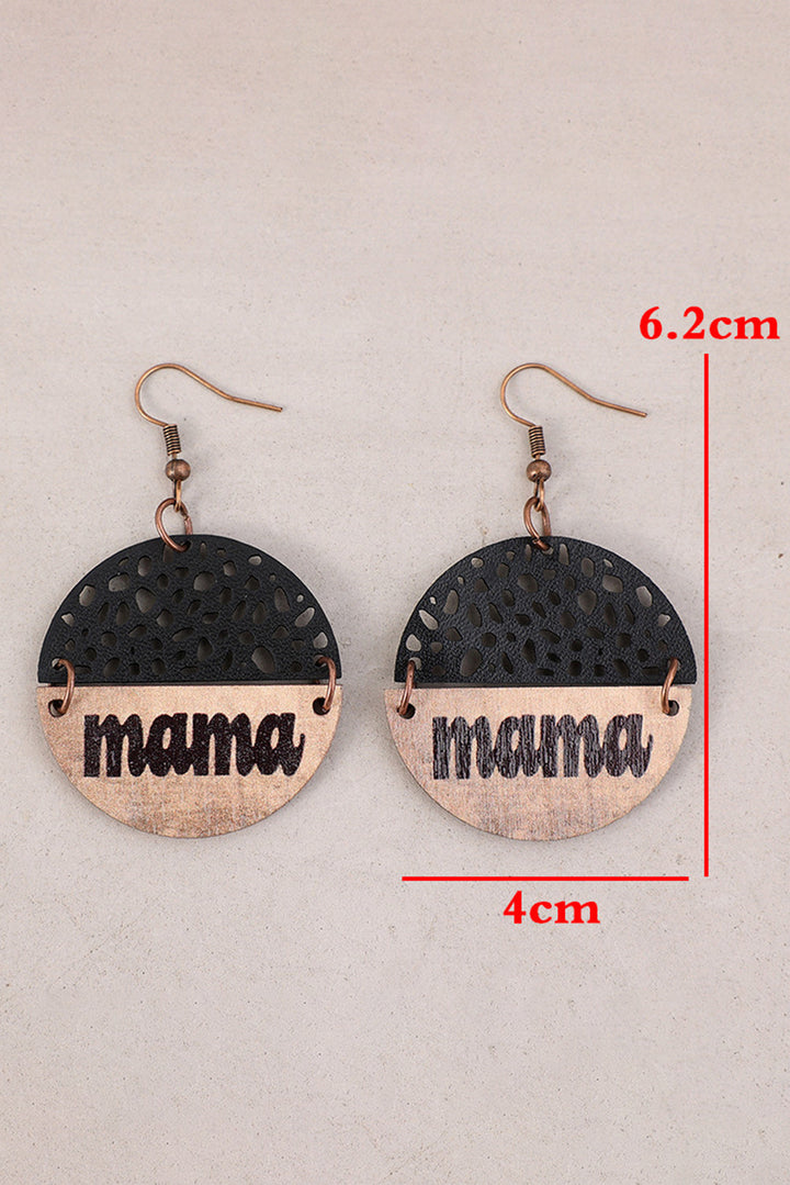 Vintage mama Pendant Leather Wooden Earrings