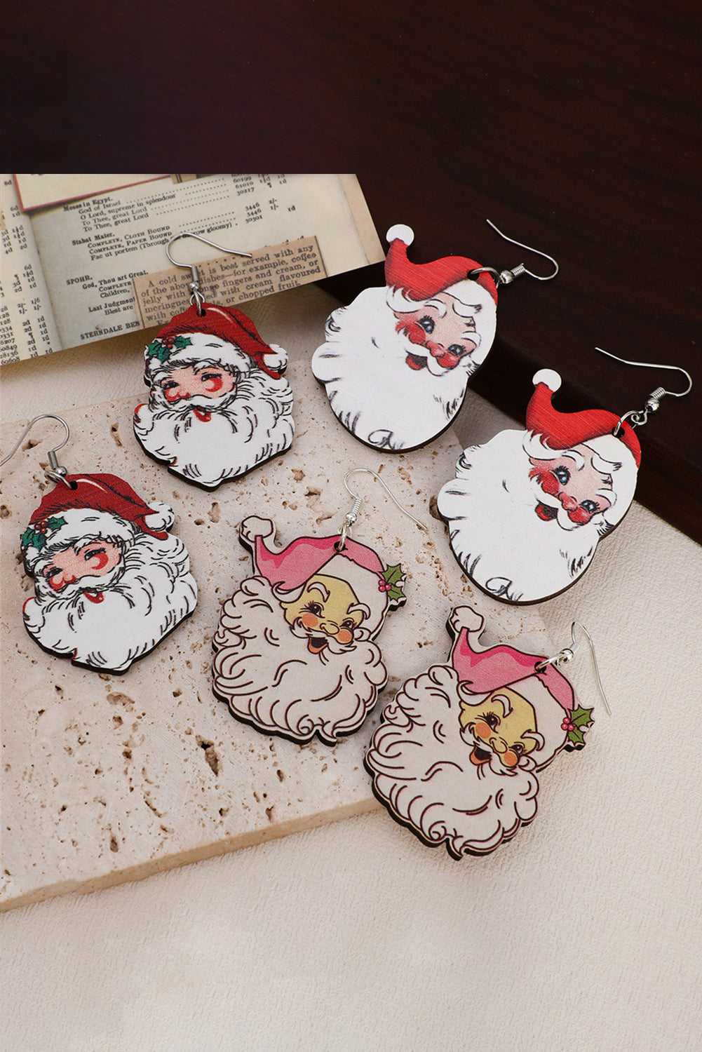 3 paires de boucles d'oreilles pendantes Père Noël de Noël