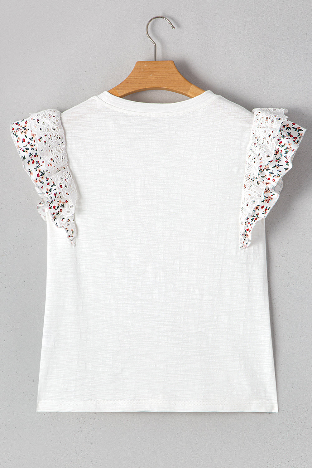 floral lace eyelet patched butterfly sleeve blouse