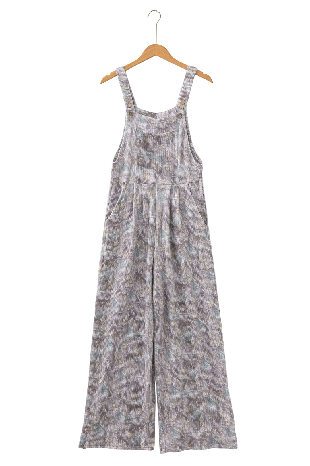 Brown Camouflage Twist Ribbed Sleeveless Full-Length Casual Jumpsuit