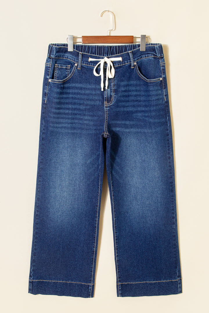 Blue Acid Wash Contrast Lace-up Plus Size Jeans