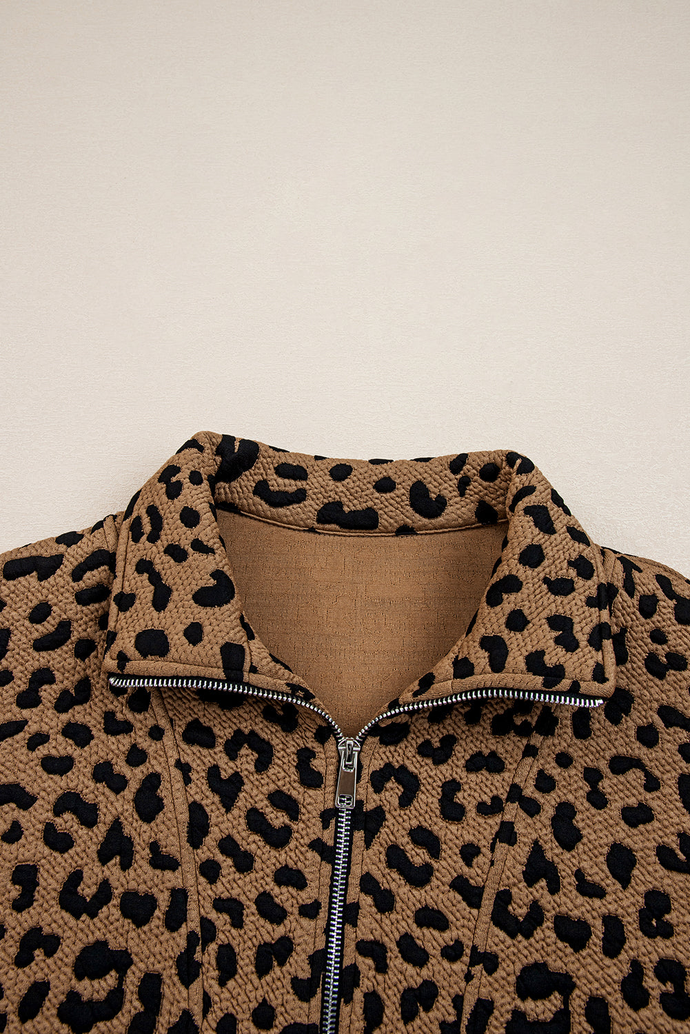 Leopard Print Quarter Zip Sweatshirt