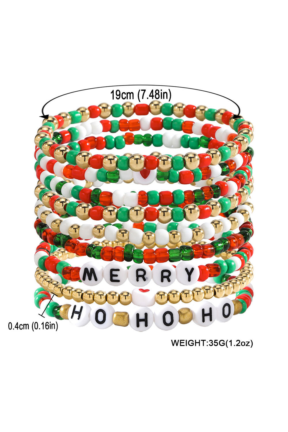 HO HO HO MERRY Mehrschichtiges Perlenarmband