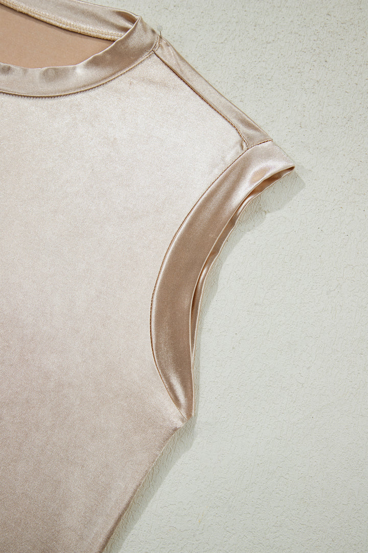 Round Neck Metallic Tank Top