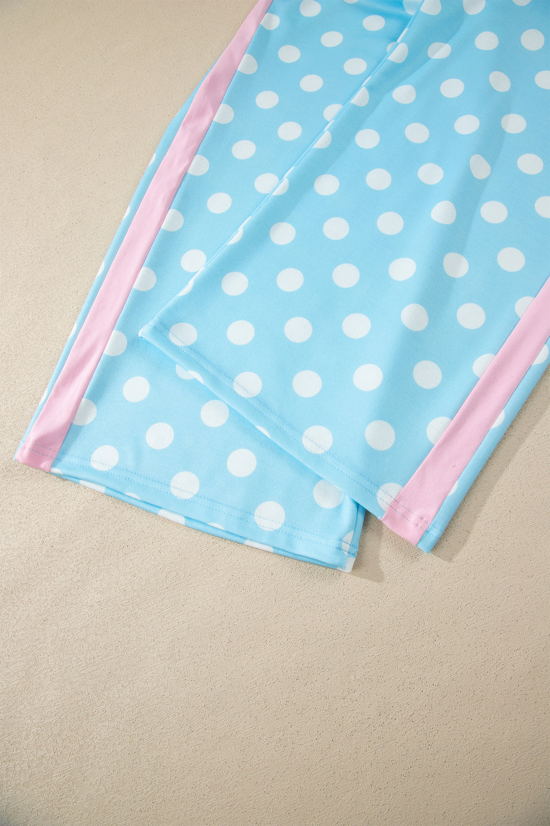 Sky Blue Polka Dot Short Sleeve Top and Pants Set