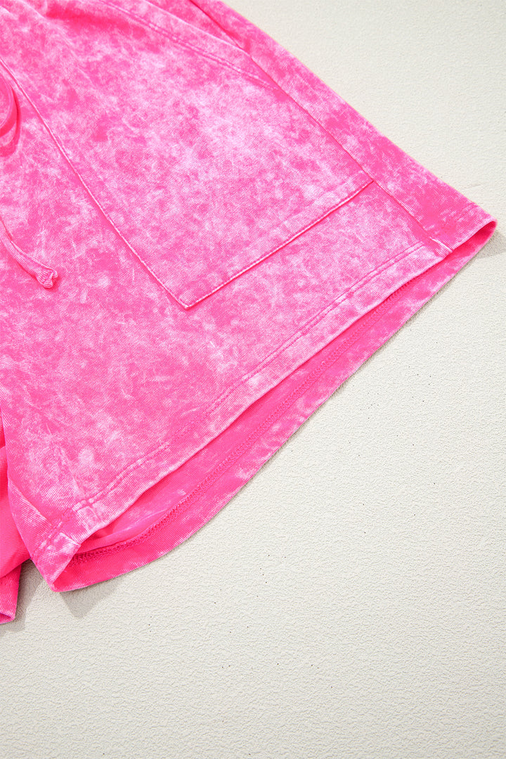 Rose Red Mineral Wash Cotton Short Set