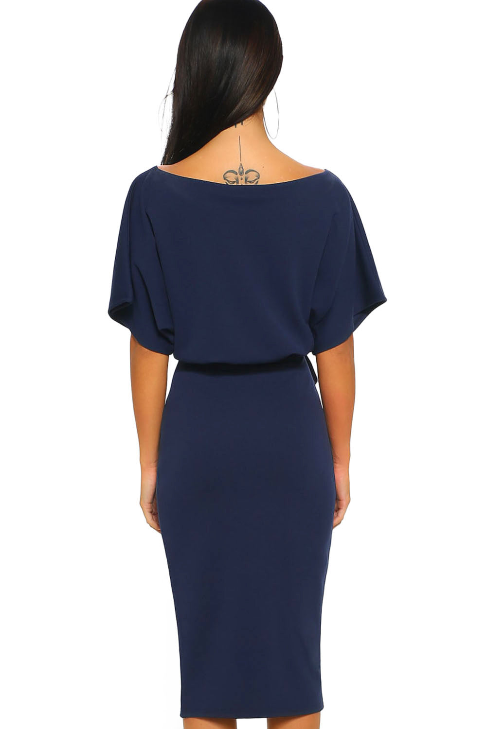 Robe mi-longue cache-cœur avec ceinture