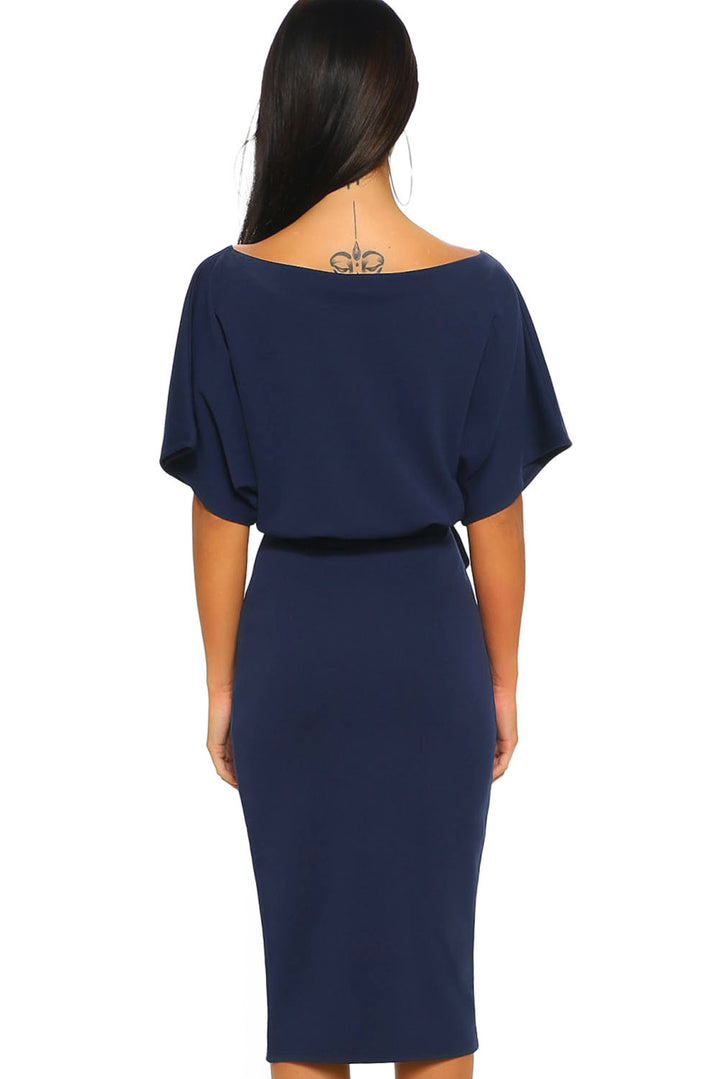 Robe mi-longue cache-cœur avec ceinture