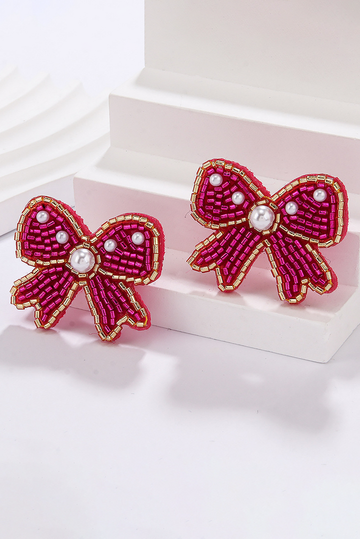 Boucles d'oreilles à tige en forme de nœud en perles de riz