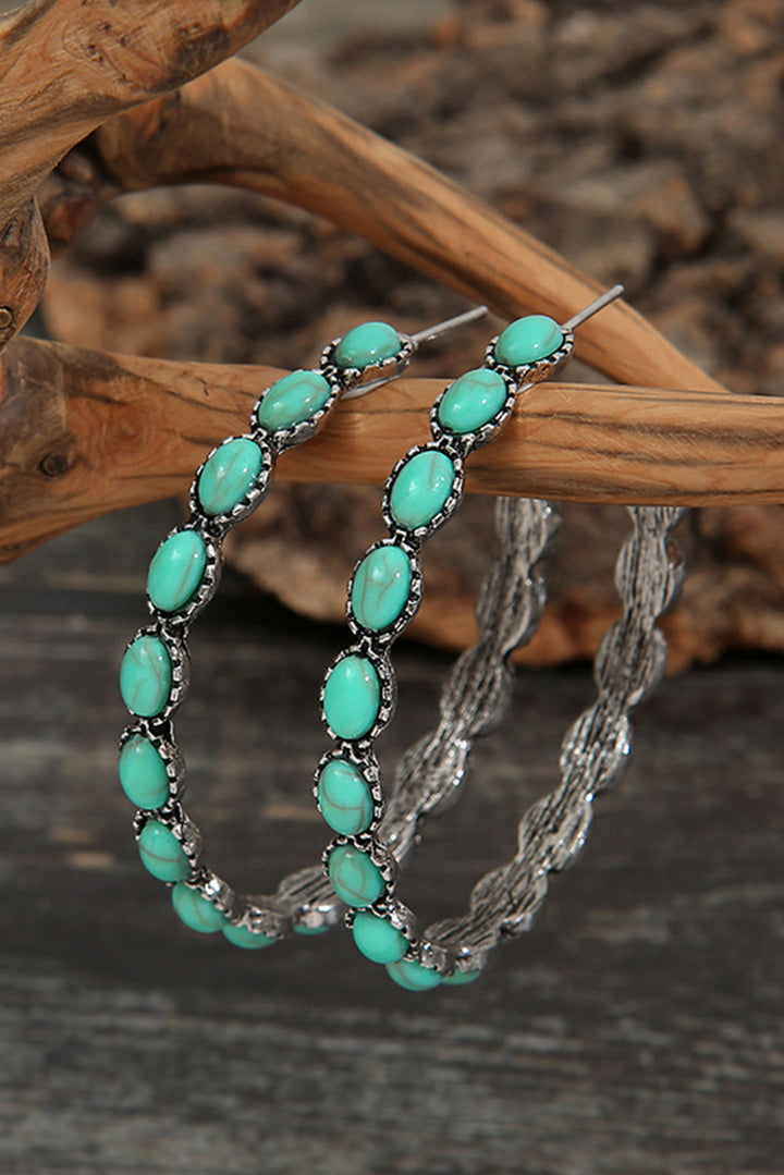 Gem Inlay Retro C-shape Earrings