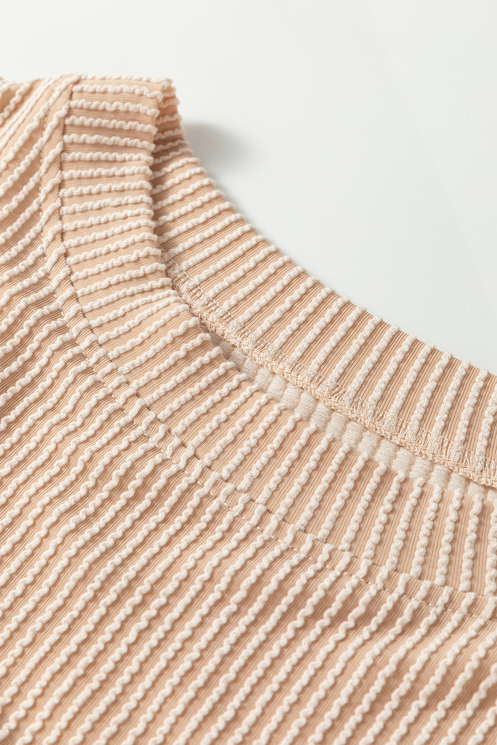 Multicolor Color Block Long Sleeve Ribbed Loose Top