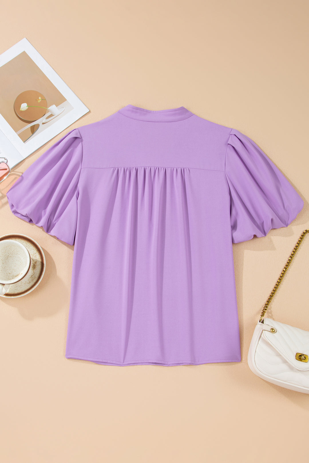 V Neck Puff Sleeve Summer Blouse