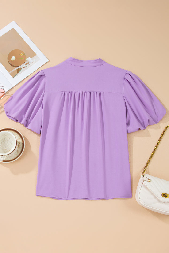 V Neck Puff Sleeve Summer Blouse