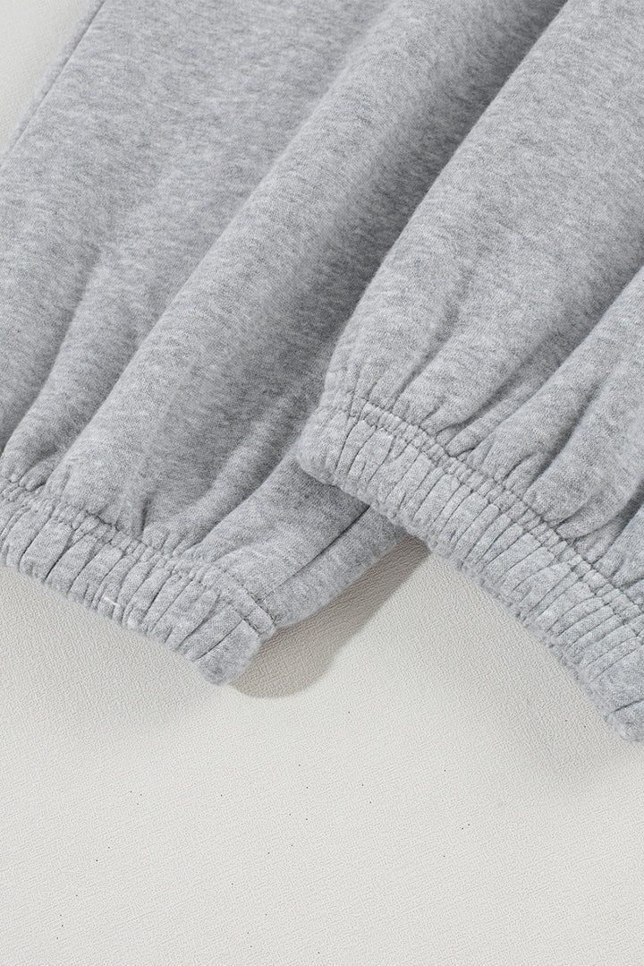 Light Grey Solid Color Crisscross Elastic Waist Sweatpants