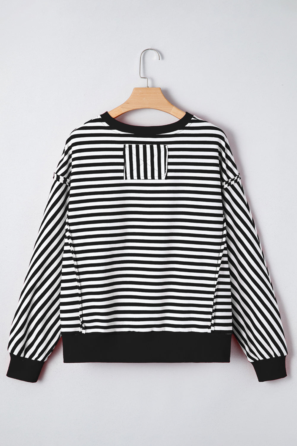 Exposed Seam Drop Shoulder Casual Pullover Top
