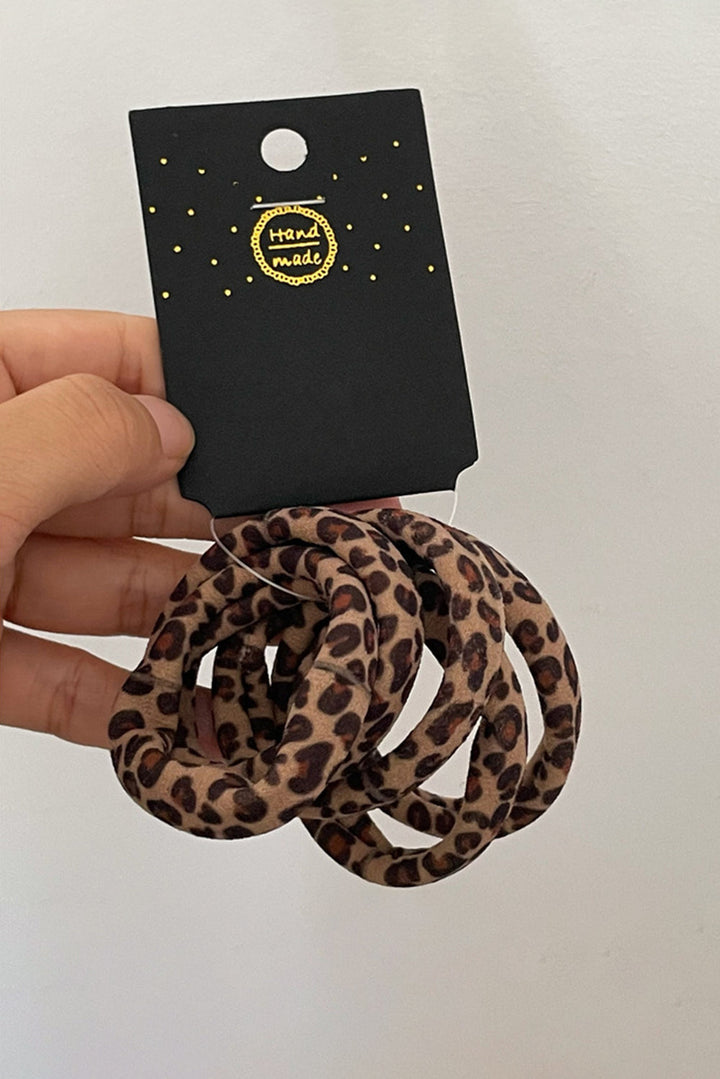 5pcs Leopard Elastic Hair Tie Set