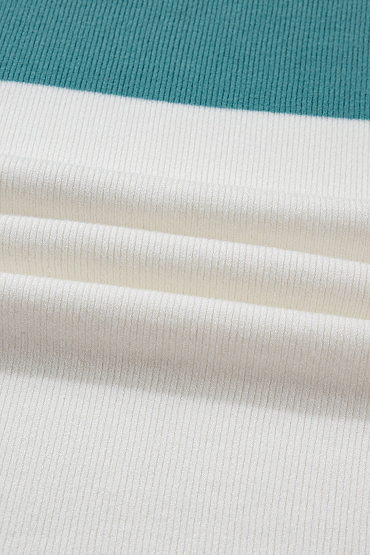 Color Block Plain Ribbed Knit Baggy Sweater