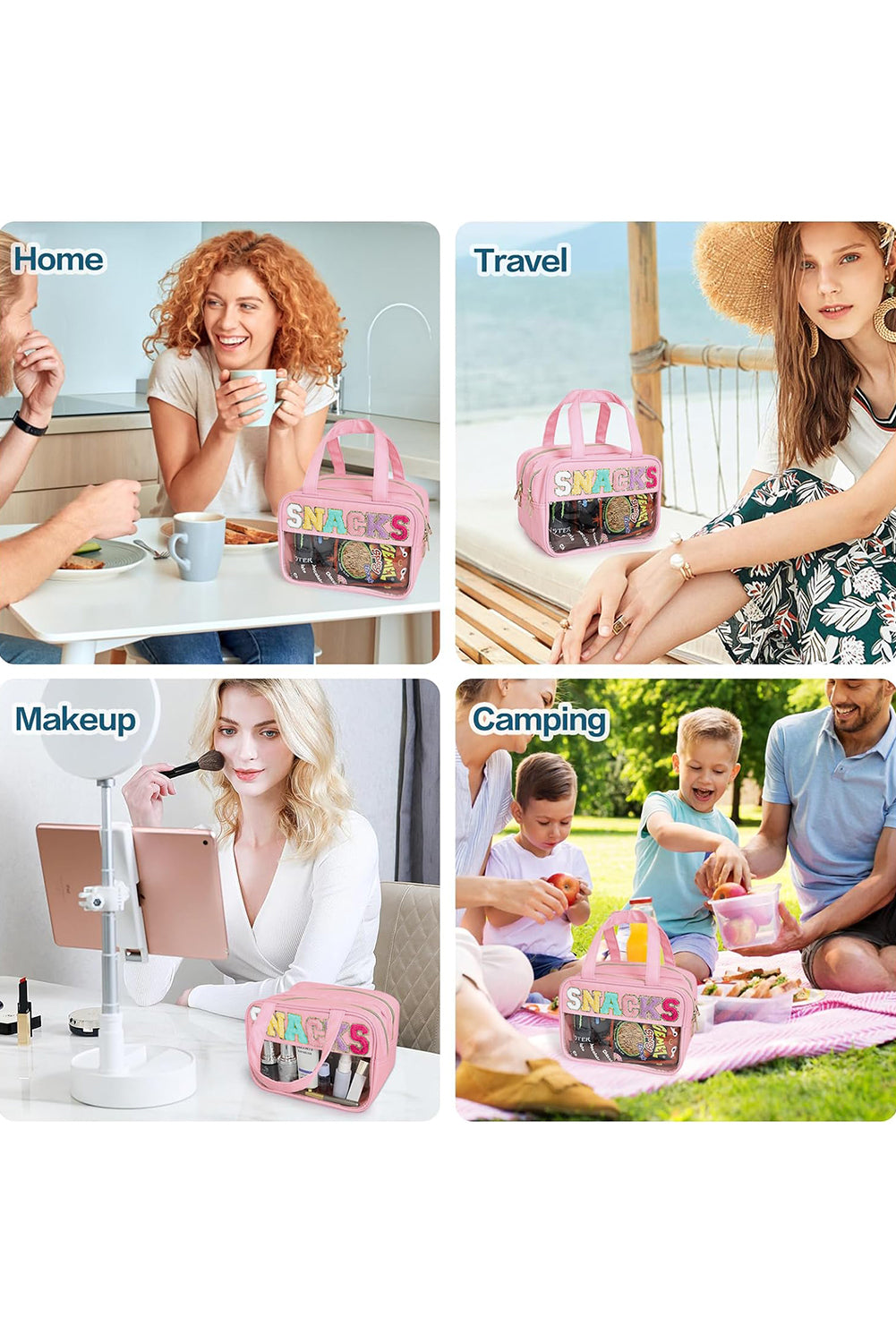 SNACKS Transparente, doppellagige, tragbare PVC-Tasche