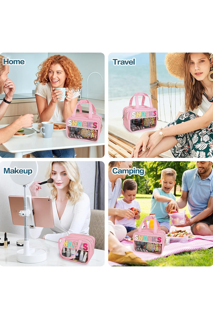 SNACKS Transparente, doppellagige, tragbare PVC-Tasche