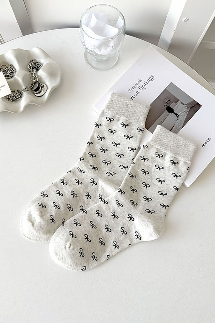 Chaussettes mi-mollet à bords côtelés et nœuds