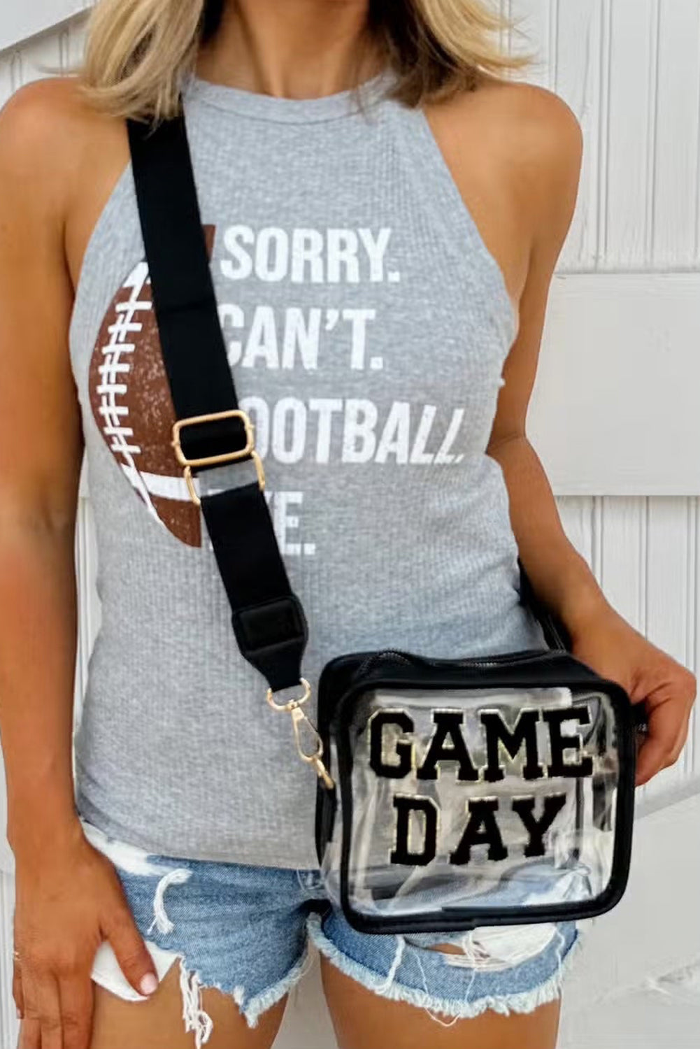GAME DAY Rugby Football Transparente Umhängetasche