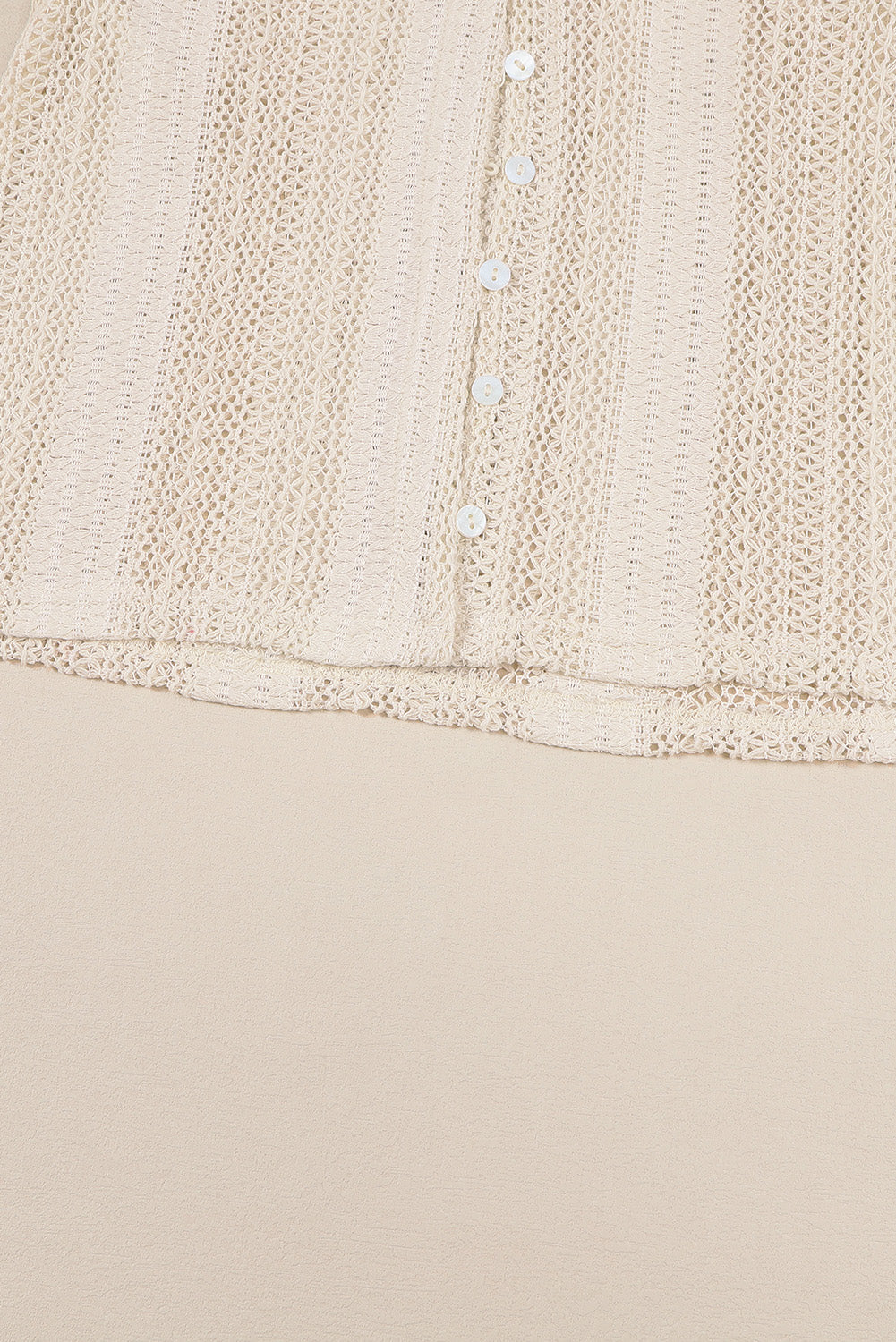 V-Neck Long Sleeve Button Up Lace Shirt