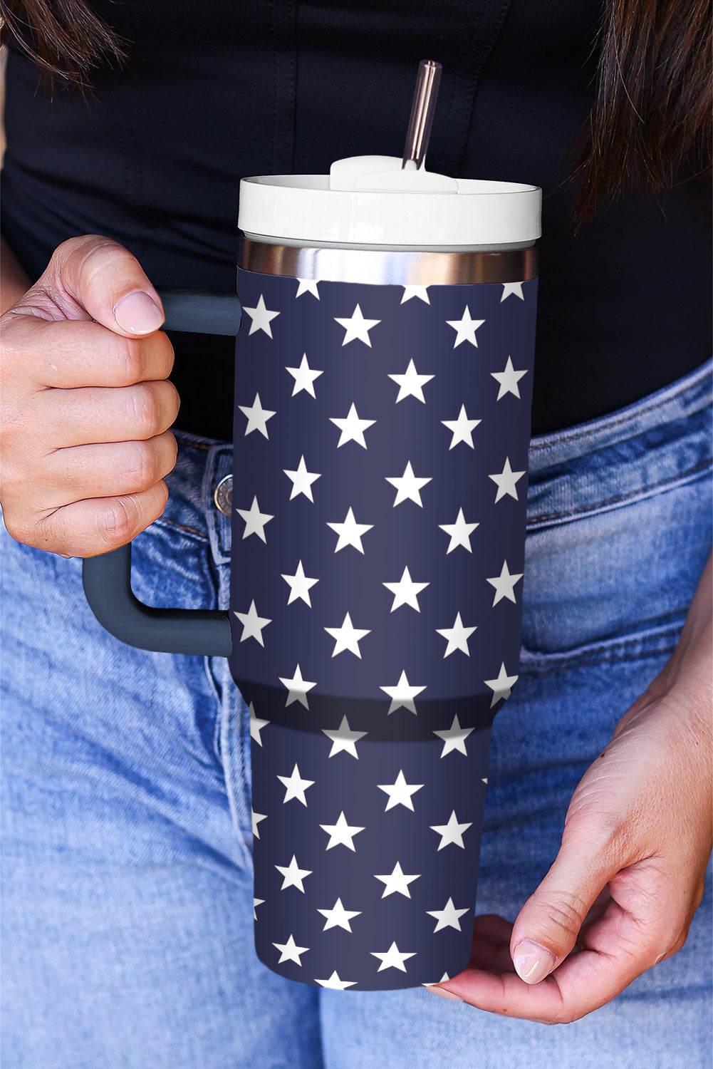 Star Printed Thermos Cup with Handle 40oz
