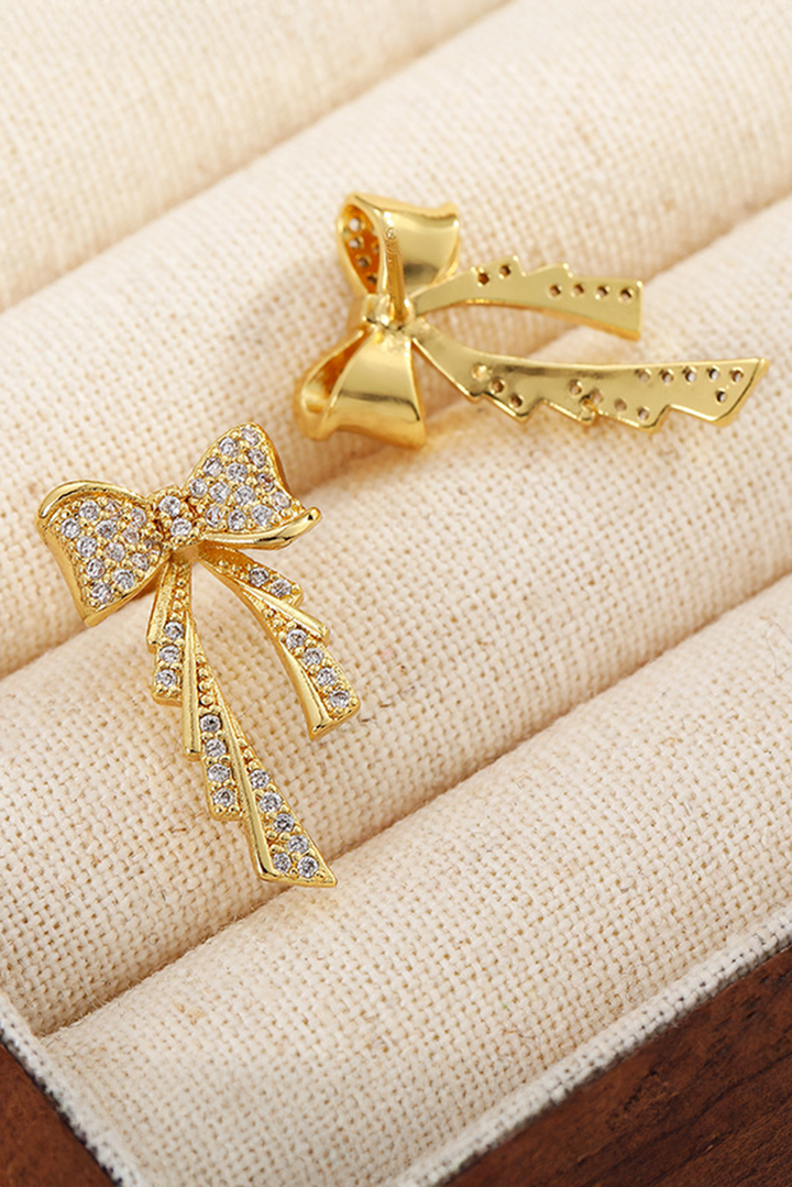 Boucles d'oreilles à tige plaquées avec nœud en strass