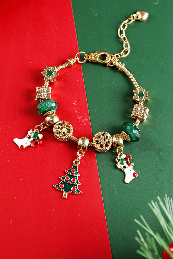 Verstellbares Armband mit plattierten Perlen und Weihnachtsanhänger