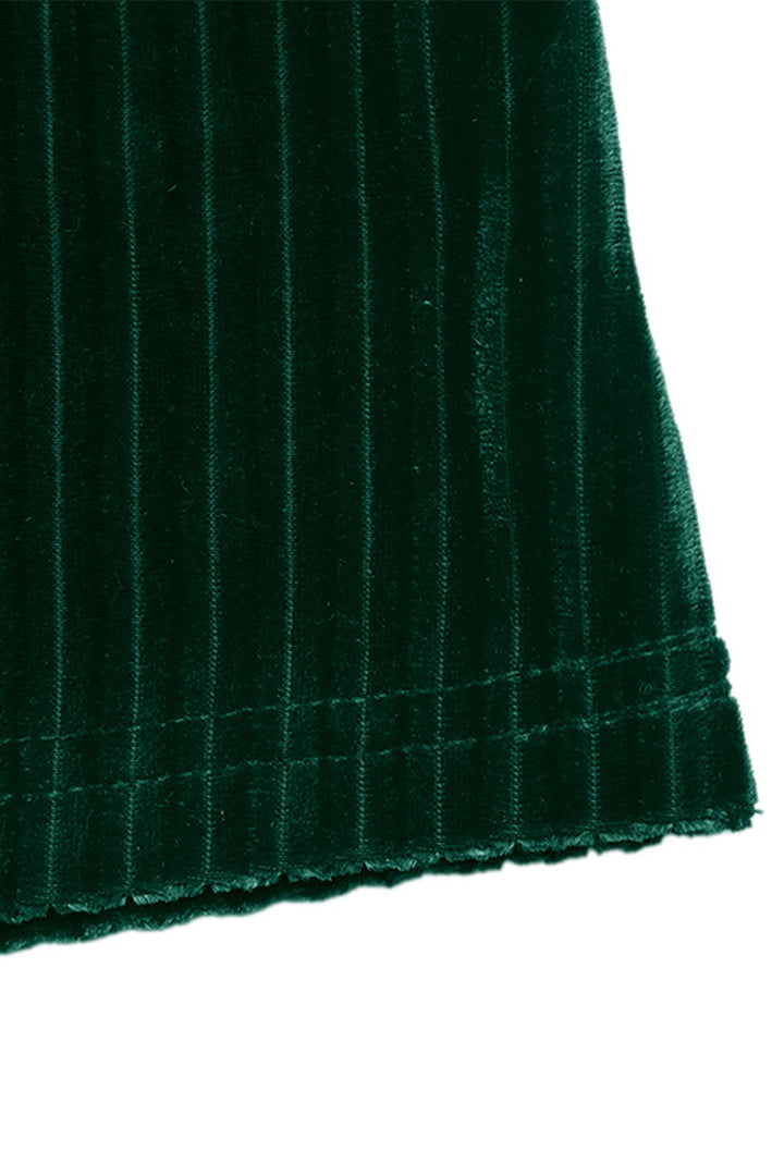 Evergreen Ribbed Velvet Keyhole Long Sleeve Mini Dress