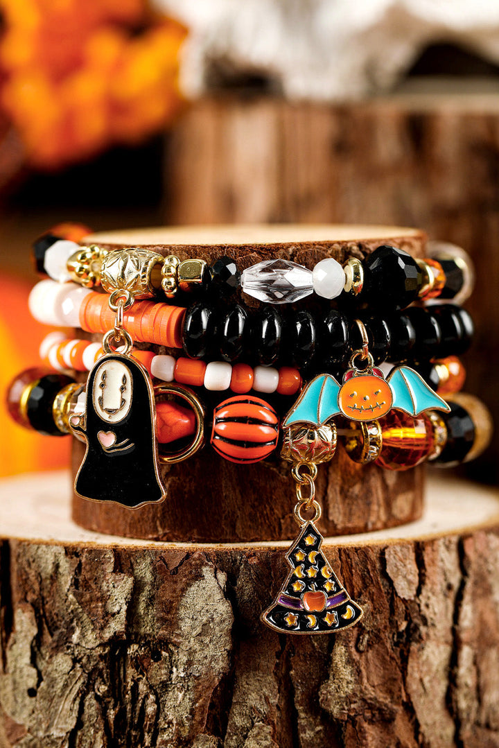 Halloween Kürbis Geist Anhänger Lagen Perlen Armband Set