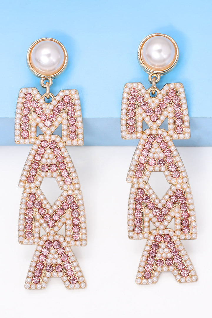 Boucles d'oreilles pendantes en perles et strass MAMA