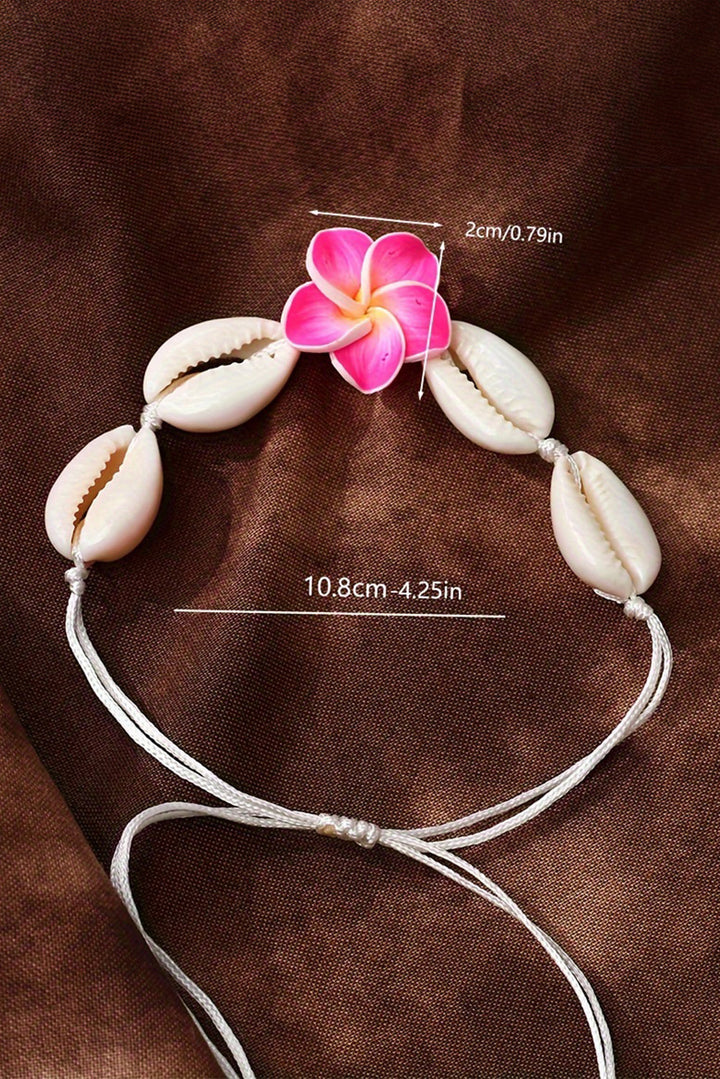 Bracelet ajustable en coquillage et fleurs