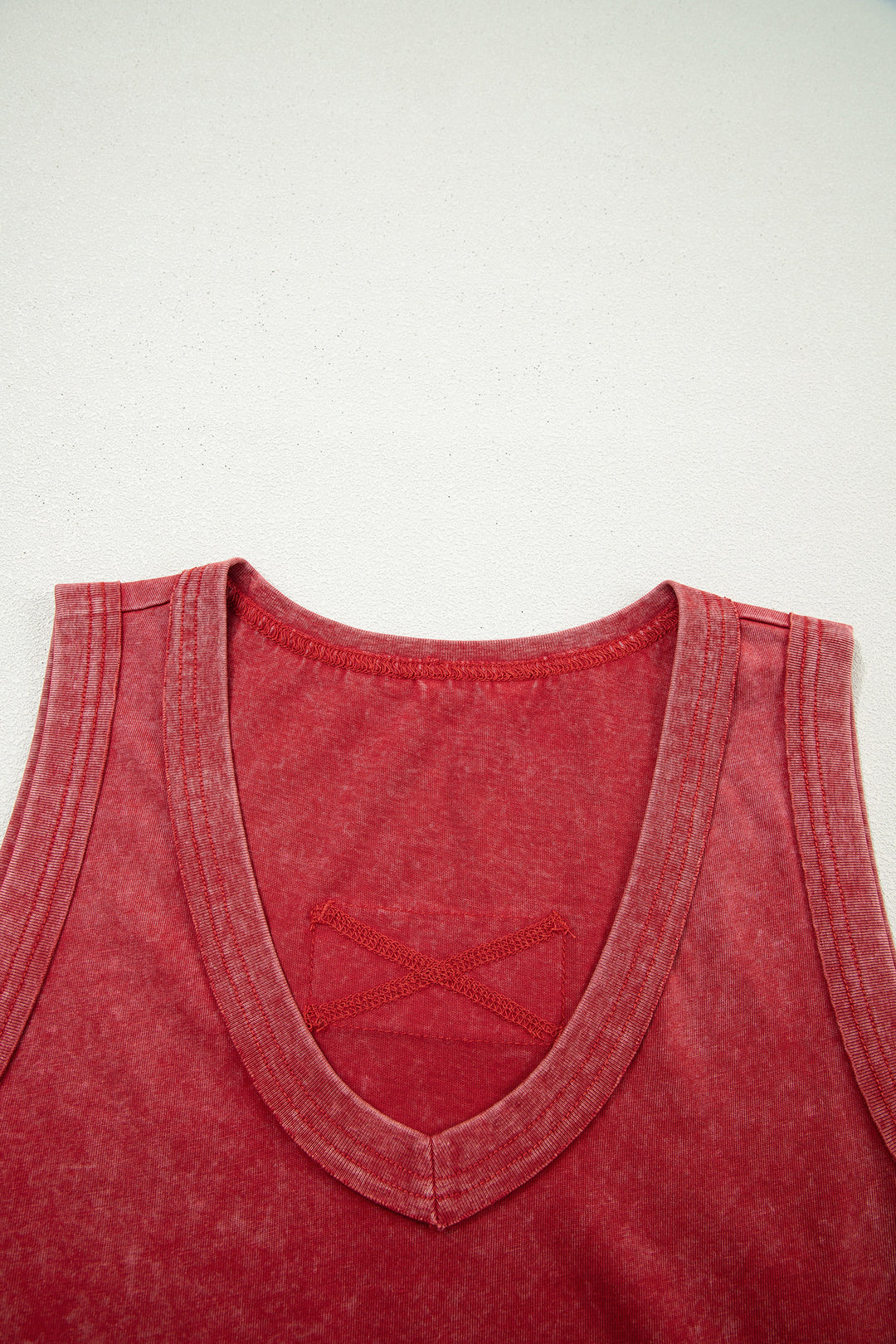 Mineral Wash V Neck Tank Top