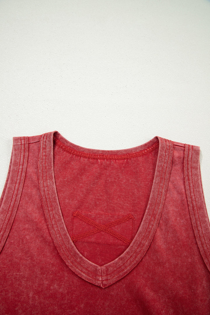 Mineral Wash V Neck Tank Top