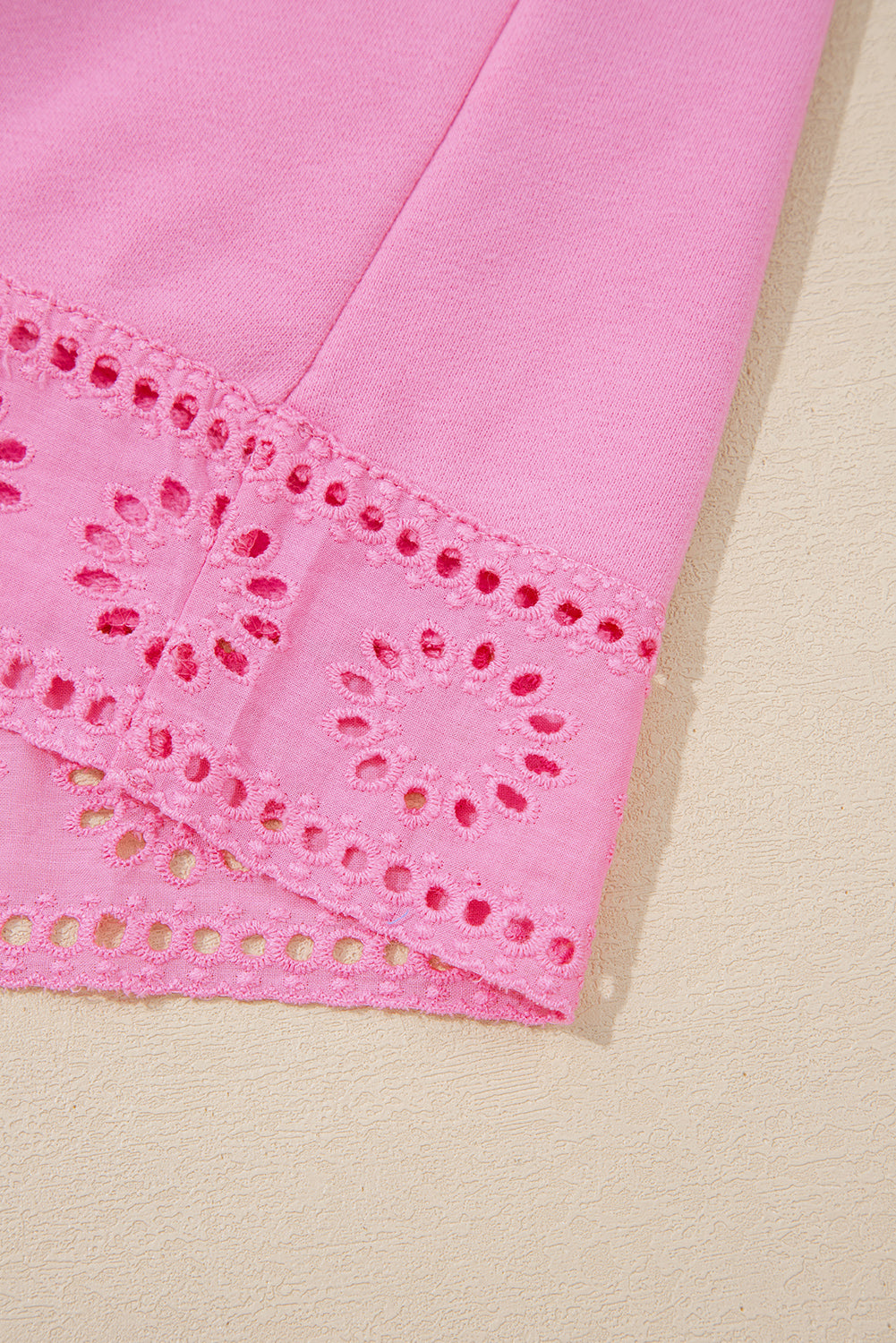 Embroidered Flower Patchwork Snap Buttons Pullover Sweatshirt