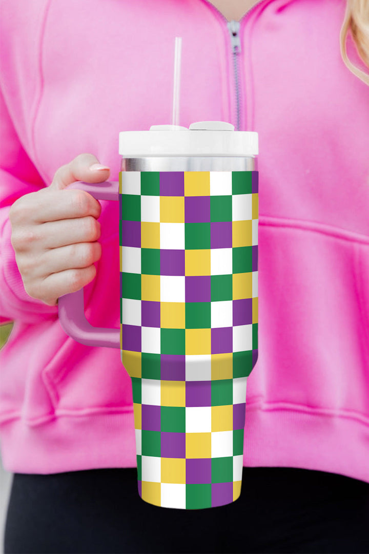 Grande tasse à vide avec poignée à imprimé à carreaux 40 oz
