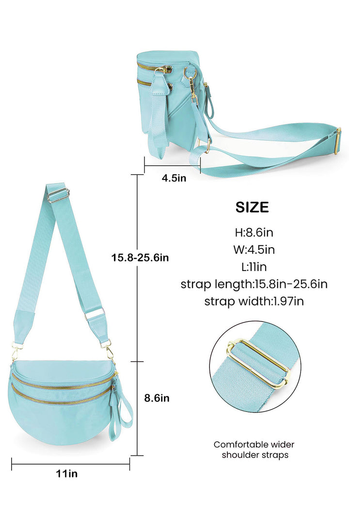 Double Zip Crescent Shape Adjustable Sling Bag